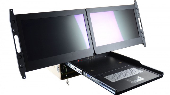Dual 23 inch rack mount display