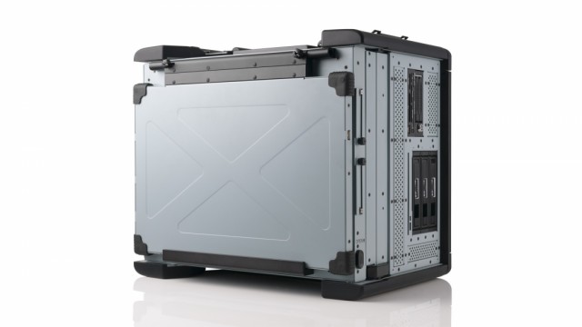 Transportable workstation with displays folded for stowage thumbnail