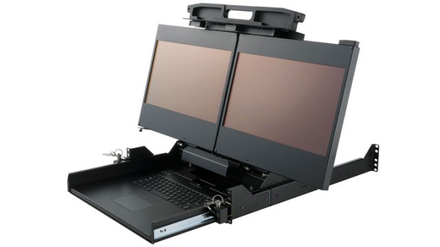 RMDDU 17 Dual Screen Rack Monitor Open  thumbnail